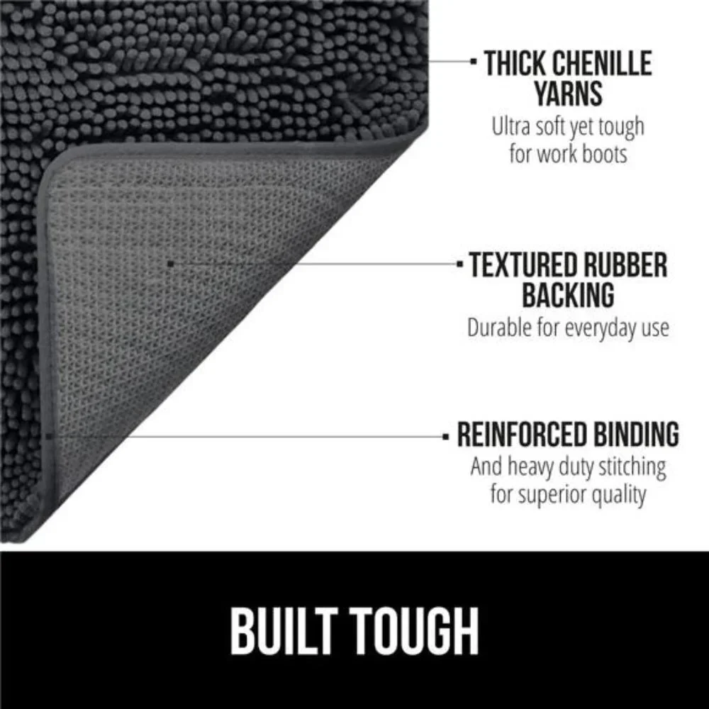 Soak Stopper Absorbent Indoor Chenille Doormat for Entry, 24x17, Charcoal
